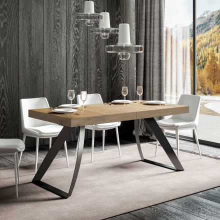 Moderne udtræksbord op til 440 cm i jern og træ Made in Italy - Valle Viadurini