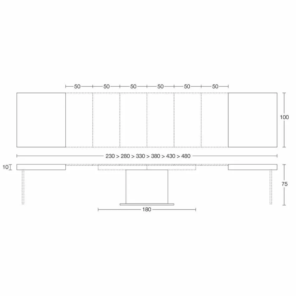 Moderne udtrækkeligt bord op til 480 cm i træ fremstillet i Italien - Michael Viadurini