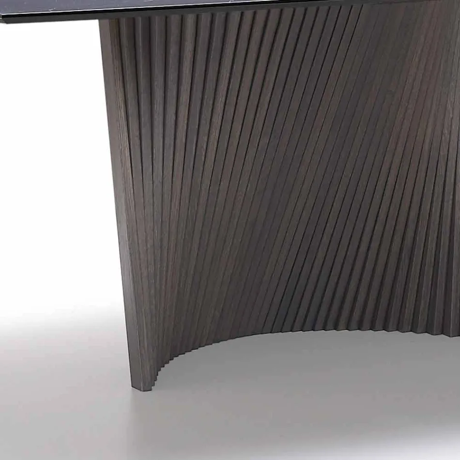 Moderne bord med marmor effekt stentøj top lavet i Italien, Adrano Viadurini