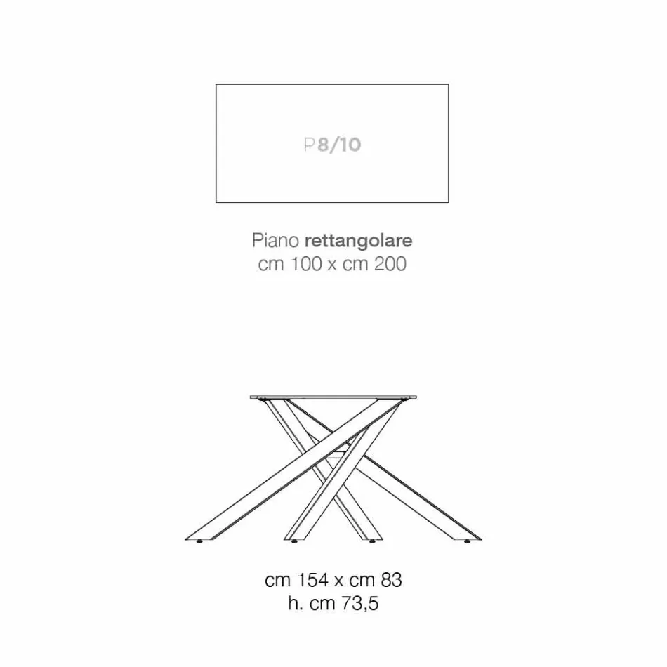 Moderne glas-keramik og metal bord lavet i Italien, Dionigi Viadurini