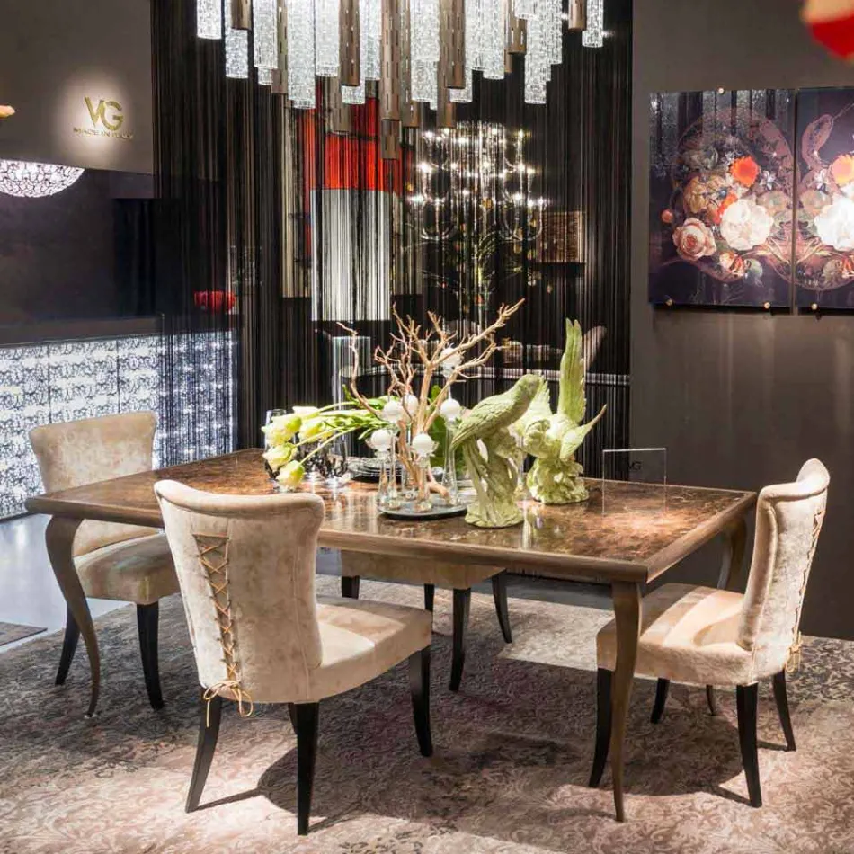 Tabel neo-klassisk med massivt træ struktur og en marmorplade Adam Viadurini