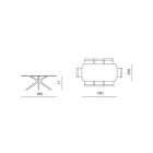 180x100 cm ovalt bord i røget hamret glas og metal - Domus Viadurini