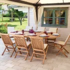 Ovalt udendørsbord, der kan forlænges til 240 cm Fremstillet af teaktræ - efeu Viadurini