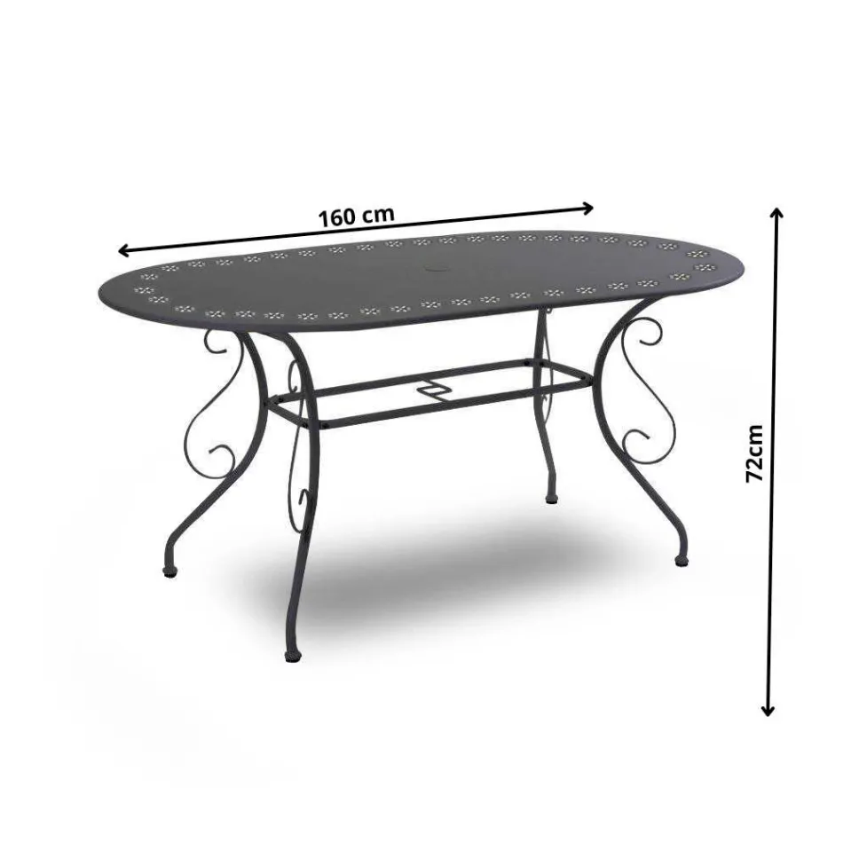 Ovalt havebord lavet udelukkende af metal - Arkiv Viadurini