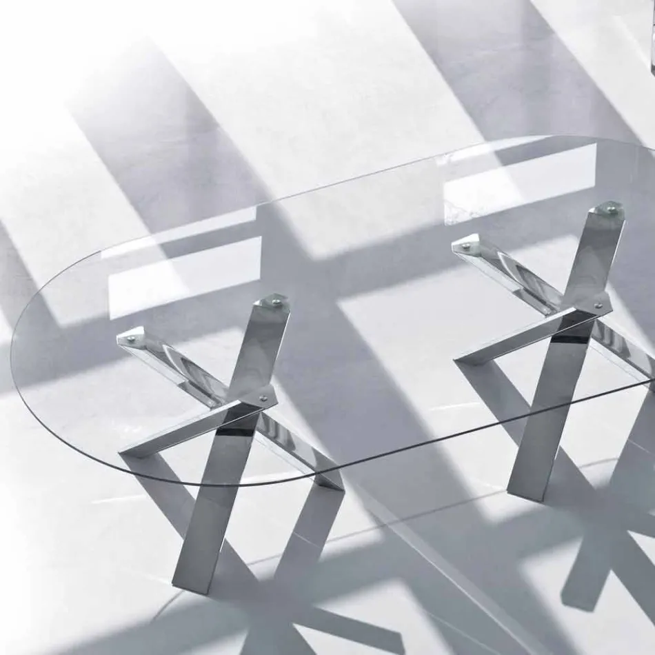 Oval designbord i krystal 280x120cm lavet i Italien Tree Viadurini