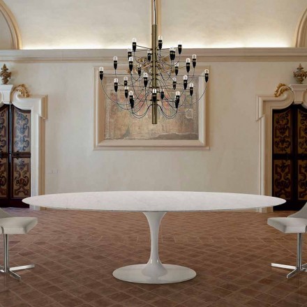 Moderne ovalt bord i Carrara marmor eller sort marquinia lavet i Italien - dollars Viadurini