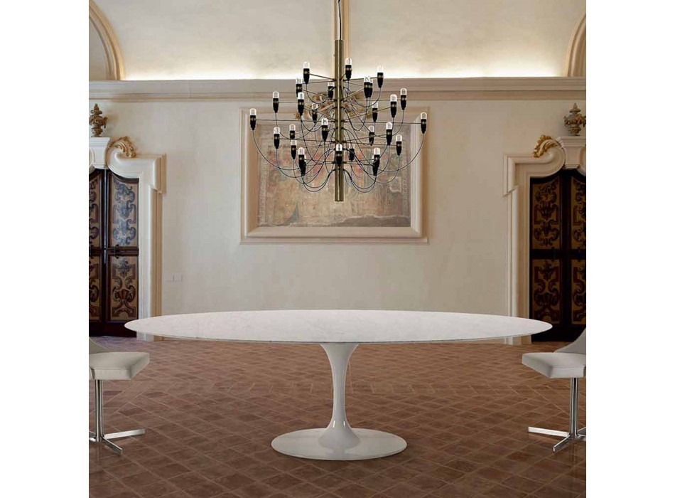 Moderne ovalt bord i Carrara eller sort Marquinia-marmor Lavet i Italien – Dollars Viadurini