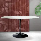 Ovalt Tulip Saarinen-bord H 74 cm i mat hvid Florim keramik - Scarlet Viadurini
