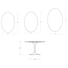 Ovalt Tulip Saarinen-bord H 74 cm i mat hvid Florim keramik - Scarlet Viadurini