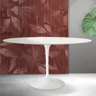 Ovalt Tulip Saarinen-bord H 74 cm i mat hvid Florim keramik - Scarlet Viadurini
