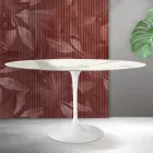 Ovalt Tulip Saarinen-bord H 74 cm i mat Florim Statuario-keramik - Skarlagenrød Viadurini