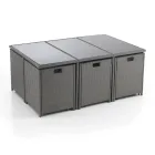 Indendørs og udendørs bord med 6 stole med tilbagelænet ryglæn og 4 puf - Venir Viadurini