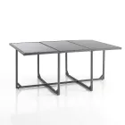 Indendørs og udendørs bord med 6 stole med tilbagelænet ryglæn og 4 puf - Venir Viadurini