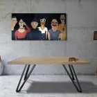 Belagt bord i knudet Masellato eg og metal Fremstillet i Italien - Luanda Viadurini