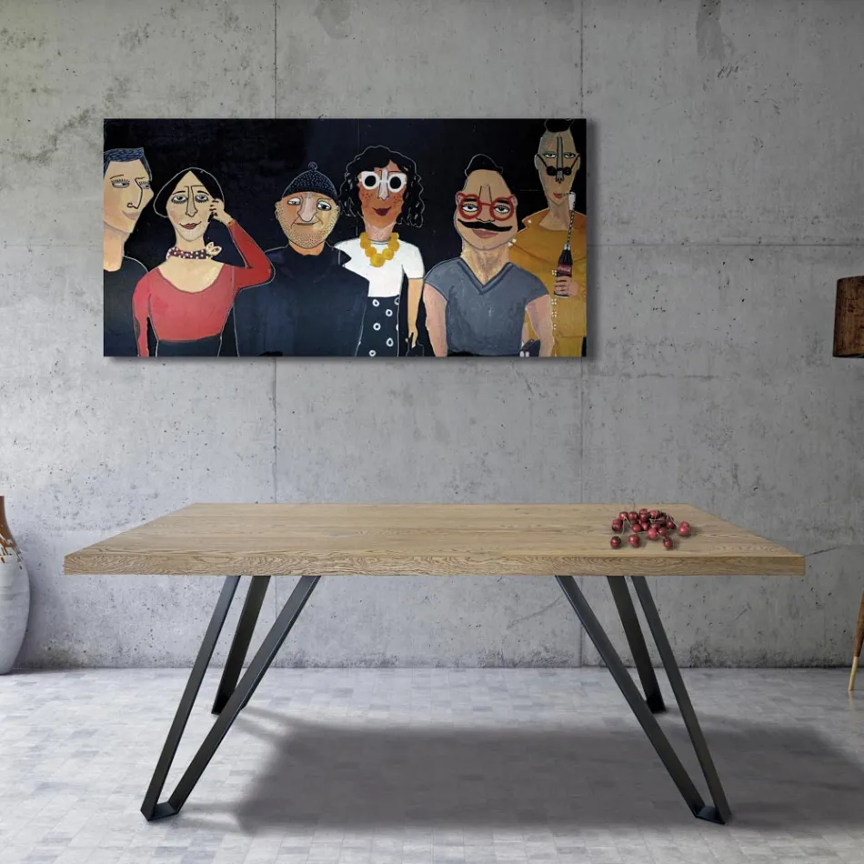 Belagt bord i knudet Masellato eg og metal Fremstillet i Italien - Luanda Viadurini