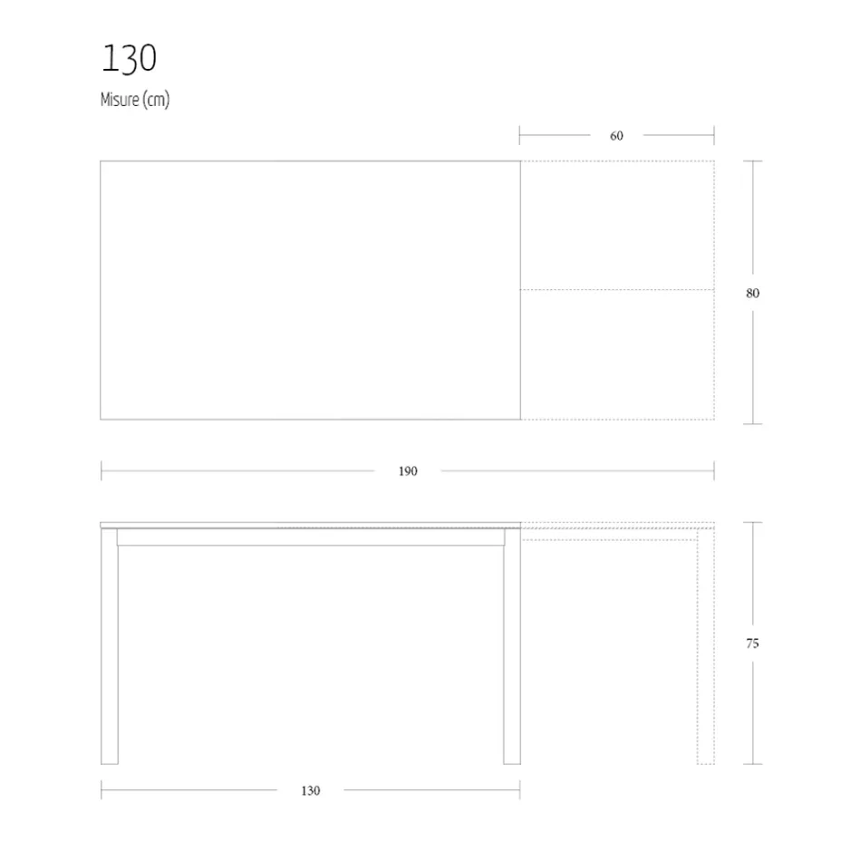 Udtrækkeligt Spisebord 190 cm Metal og Træ Fremstillet i Italien - Euklidisk Viadurini