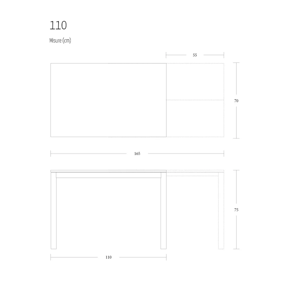 Udtrækkeligt spisebord 190 cm Metal og træ Fremstillet i Italien - Euklidisk Viadurini