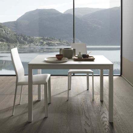 Udtrækkeligt Spisebord 190 cm Metal og Træ Fremstillet i Italien - Euklidisk Viadurini