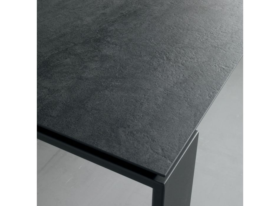 Spisebord, der kan udvides til 2,8 m metal og mat keramisk plade - Rashid Viadurini