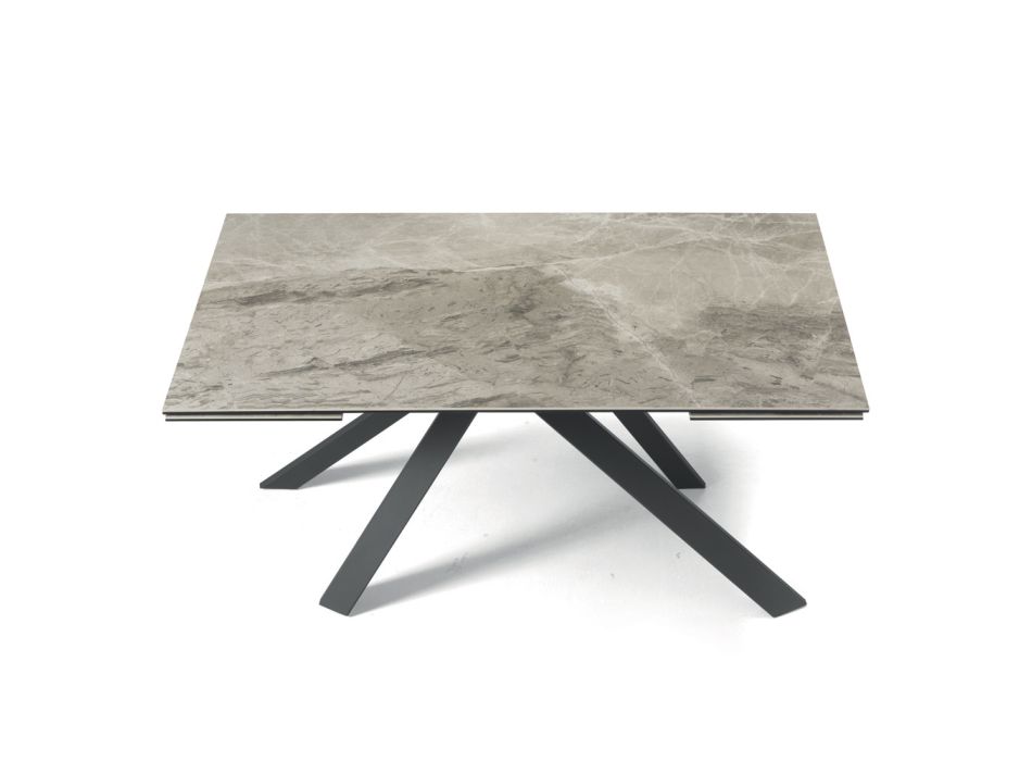 Spisebord Kan forlænges til 240 cm Marmoreffekt og metalstruktur - Yvan Viadurini