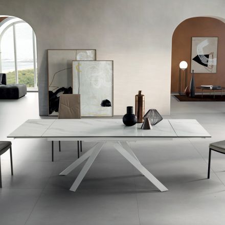 Spisebord Kan udvides til 240 cm Marmoreffekt og metalstruktur - Yvan Viadurini