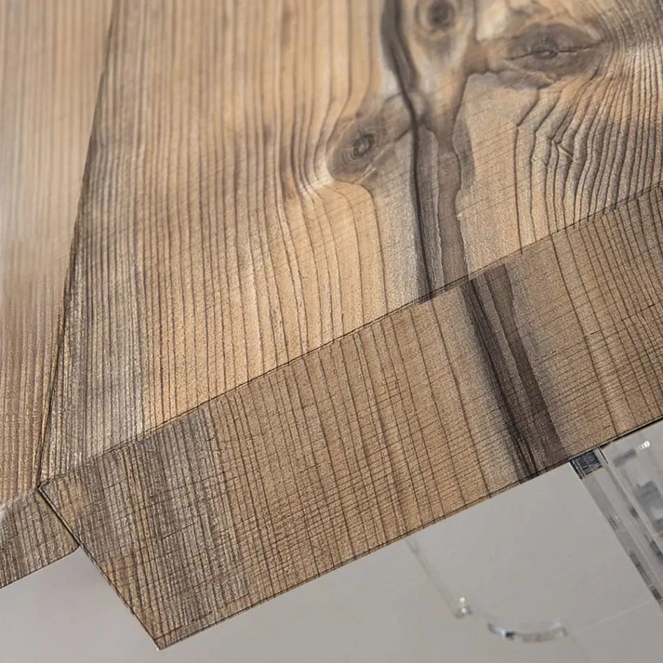 Udtrækbart spisebord til 255 cm i plexiglas og træ lavet i Italien - Francoise Viadurini