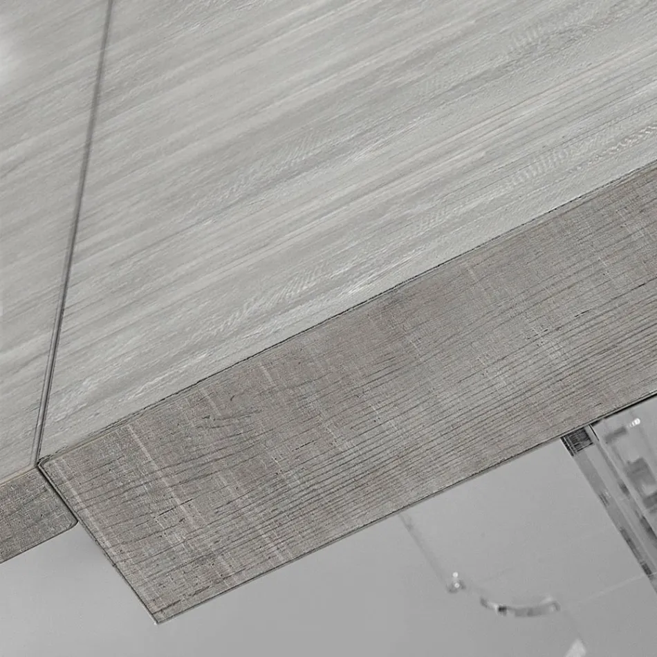 Udtrækbart spisebord til 255 cm i plexiglas og træ lavet i Italien - Francoise Viadurini