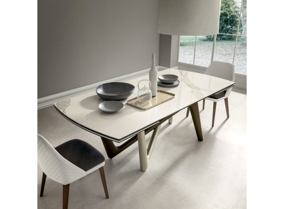 Spisebord kan udvides til 294 cm poleret keramik og polyurethan - Stalto Viadurini