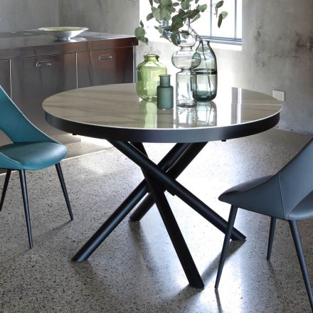 Udtrækbart rundt spisebord Op til 165 cm i stål og keramik - juni Viadurini