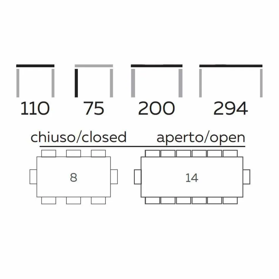 Udtrækkeligt spisebord Op til 294 cm i Gres og metal fremstillet i Italien - Nuzzio Viadurini