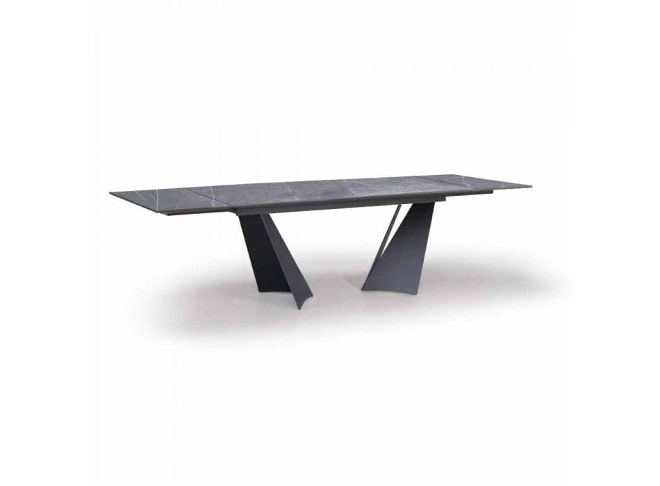 Udtrækkeligt spisebord Op til 294 cm i Gres og metal fremstillet i Italien - Nuzzio Viadurini