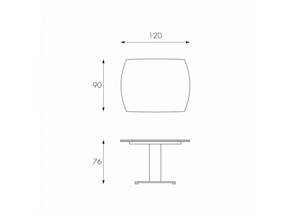 Udvideligt spisebord i glas og imiteret læder, L120 / 180xP90cm, Lelia Viadurini
