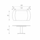 Udvideligt spisebord i glas og imiteret læder, L120 / 180xP90cm, Lelia Viadurini