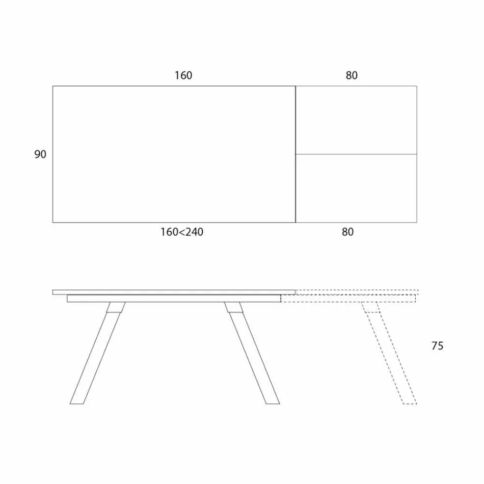 Udtrækkeligt spisebord Keramisk top op til 2,8 m Lavet i Italien - Paoluccio Viadurini