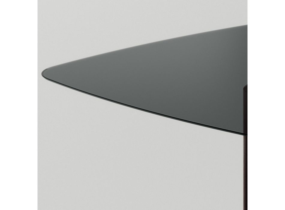 Spisebord med firkantet glasplade og træunderlag Lavet i Italien - Kuadro Viadurini