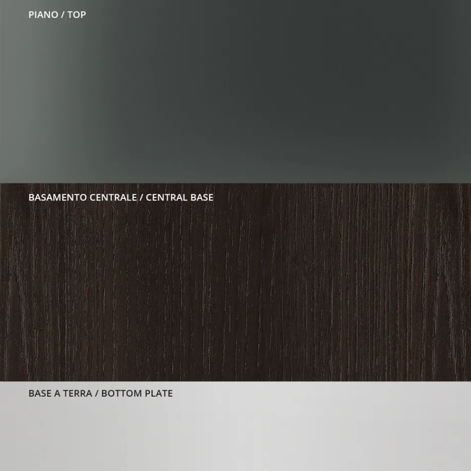 Spisebord med firkantet glasplade og træunderlag Lavet i Italien - Kuadro Viadurini