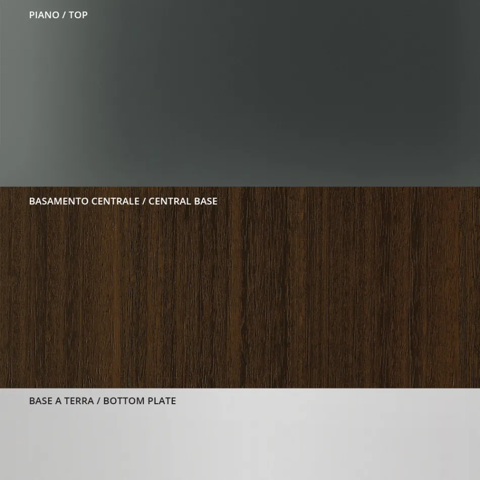 Spisebord med firkantet glasplade og træunderlag Lavet i Italien - Kuadro Viadurini