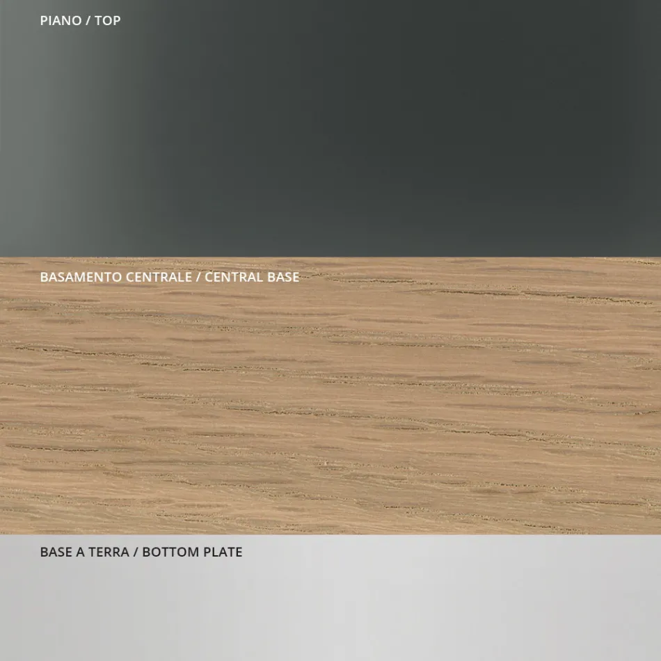 Spisebord med firkantet glasplade og træunderlag Lavet i Italien - Kuadro Viadurini