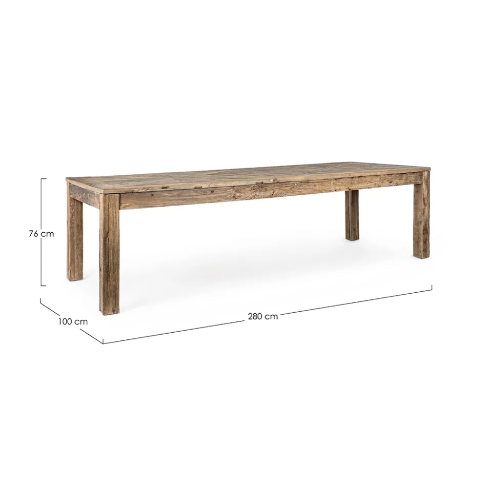 Spisebord i genbrugt Elm Wood Classic Design Homemotion - Badia Viadurini