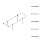Spisebord i gennemsigtigt glas og metal Forskellige farver 5 størrelser - Aschio Viadurini