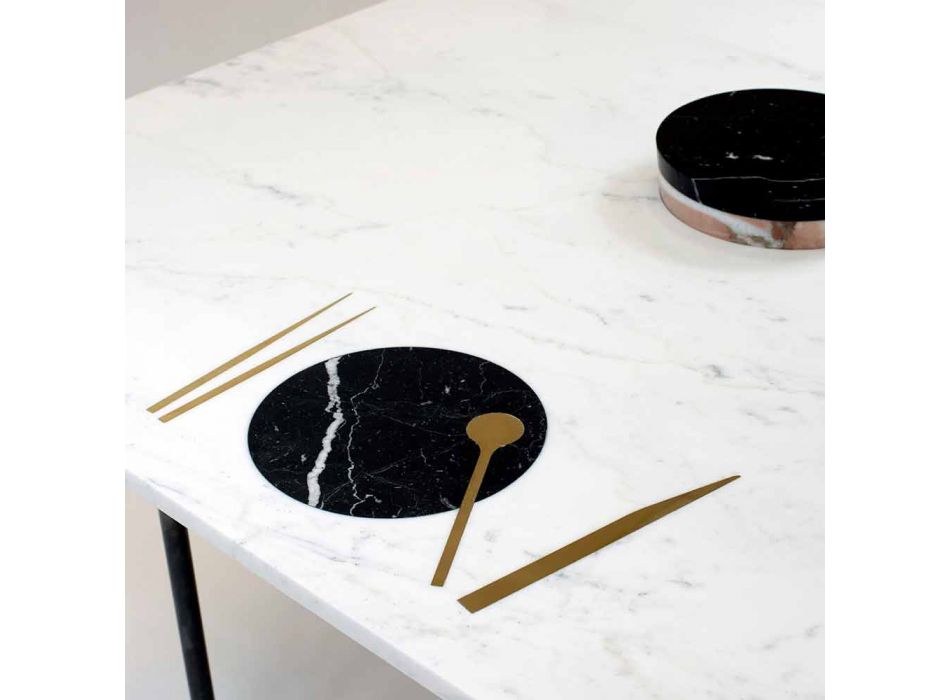 Firkantet spisebord med vase og marmorindlæg 140 cm Luksus - Vesuvio Viadurini