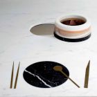Firkantet spisebord med vase og marmorindlæg 140 cm Luksus - Vesuvio Viadurini