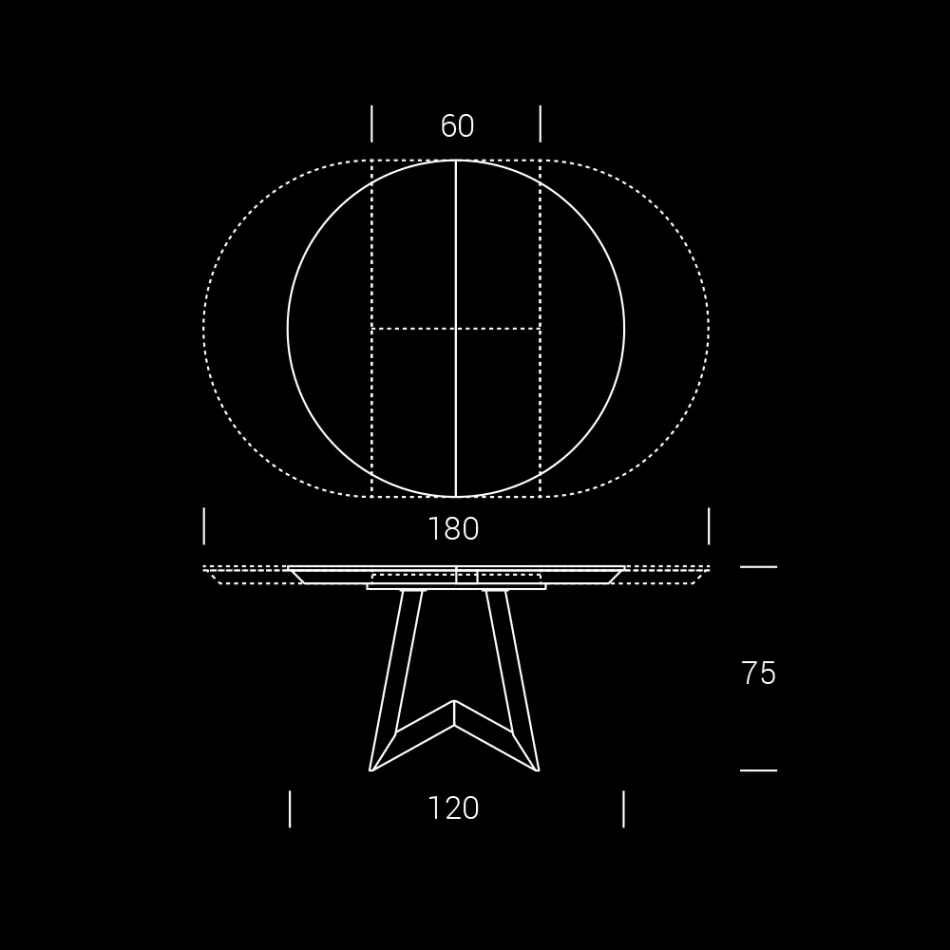 Rundt spisebord med udtrækbar plade til 180 cm Fremstillet i Italien - Muschio Viadurini
