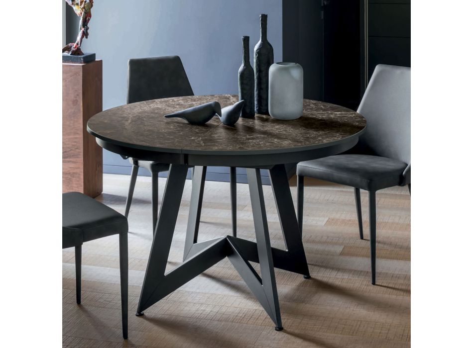 Rundt spisebord med udtrækbar plade til 180 cm Fremstillet i Italien - Muschio Viadurini