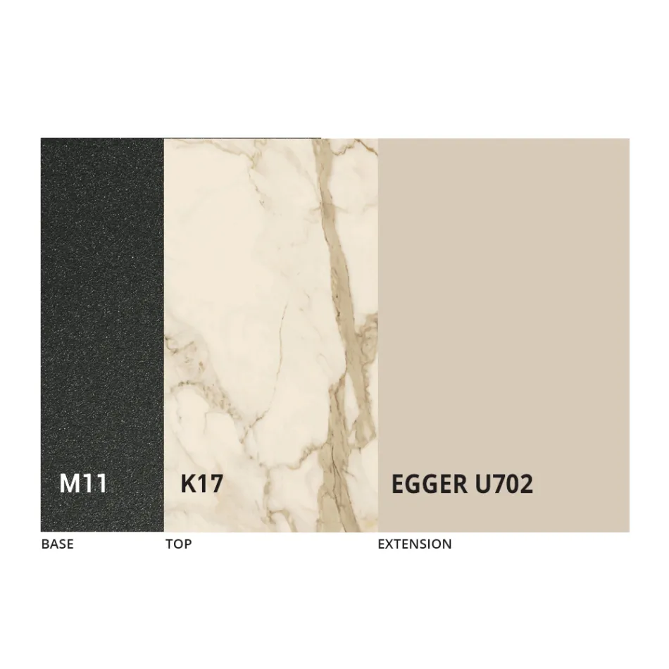 Rundt spisebord, der kan forlænges til 270 cm i keramik Made in Italy - Muschio Viadurini