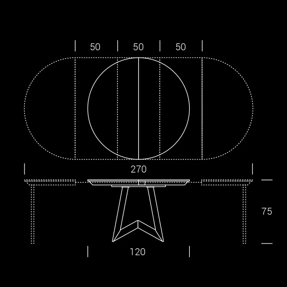 Rundt spisebord, der kan forlænges til 270 cm i keramik Made in Italy - Muschio Viadurini