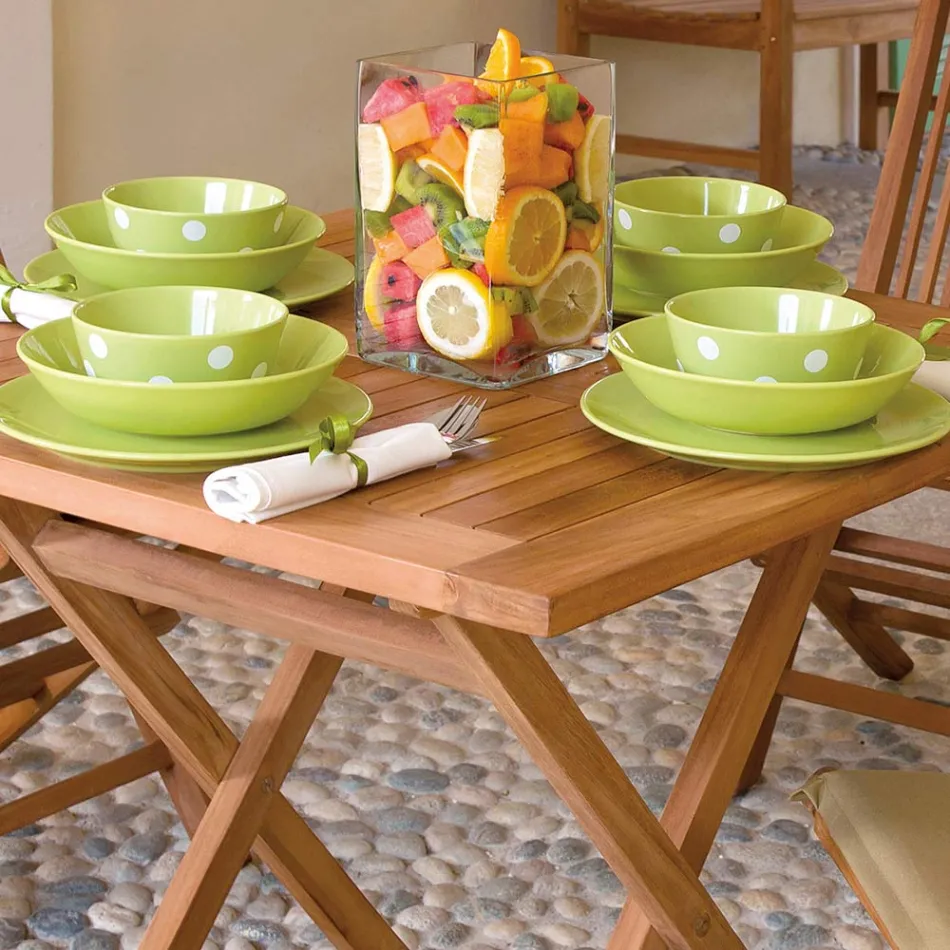 Firkantet Havebord 80x80 cm Fremstillet af Teak - Amico Viadurini