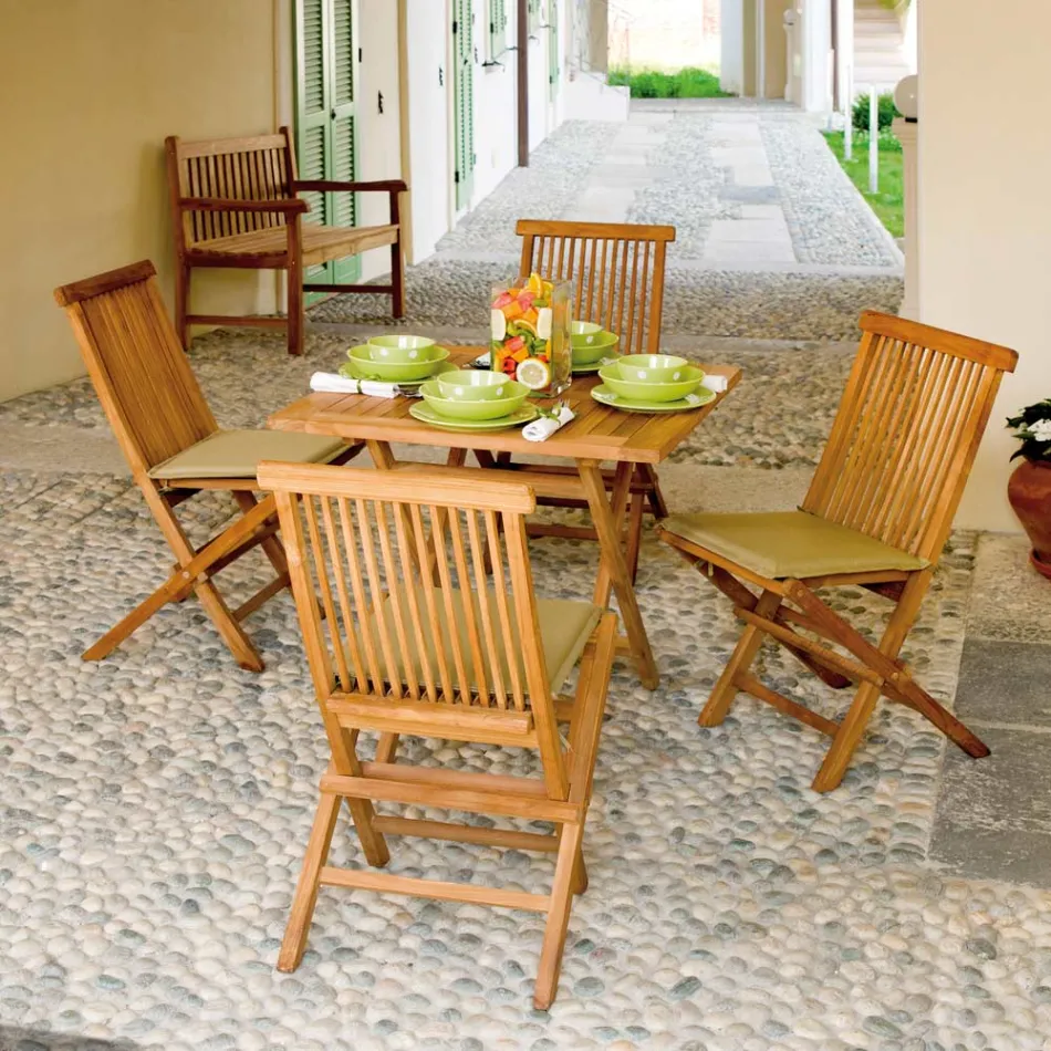 Firkantet Havebord 80x80 cm Fremstillet af Teak - Amico Viadurini