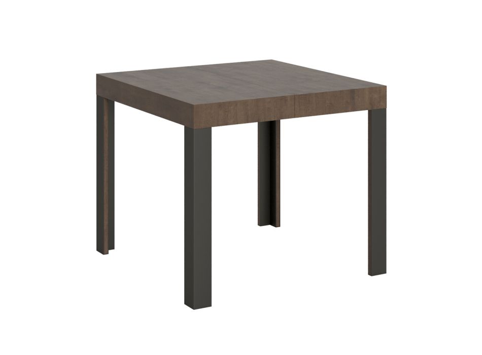 Firkantet bord, der kan forlænges til 246 cm i træ og jern Fremstillet i Italien - Ocean Viadurini