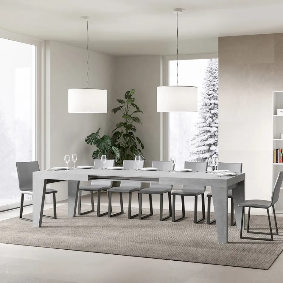 Firkantet bord, der kan forlænges til 440 cm i træ lavet i Italien - blomst Viadurini